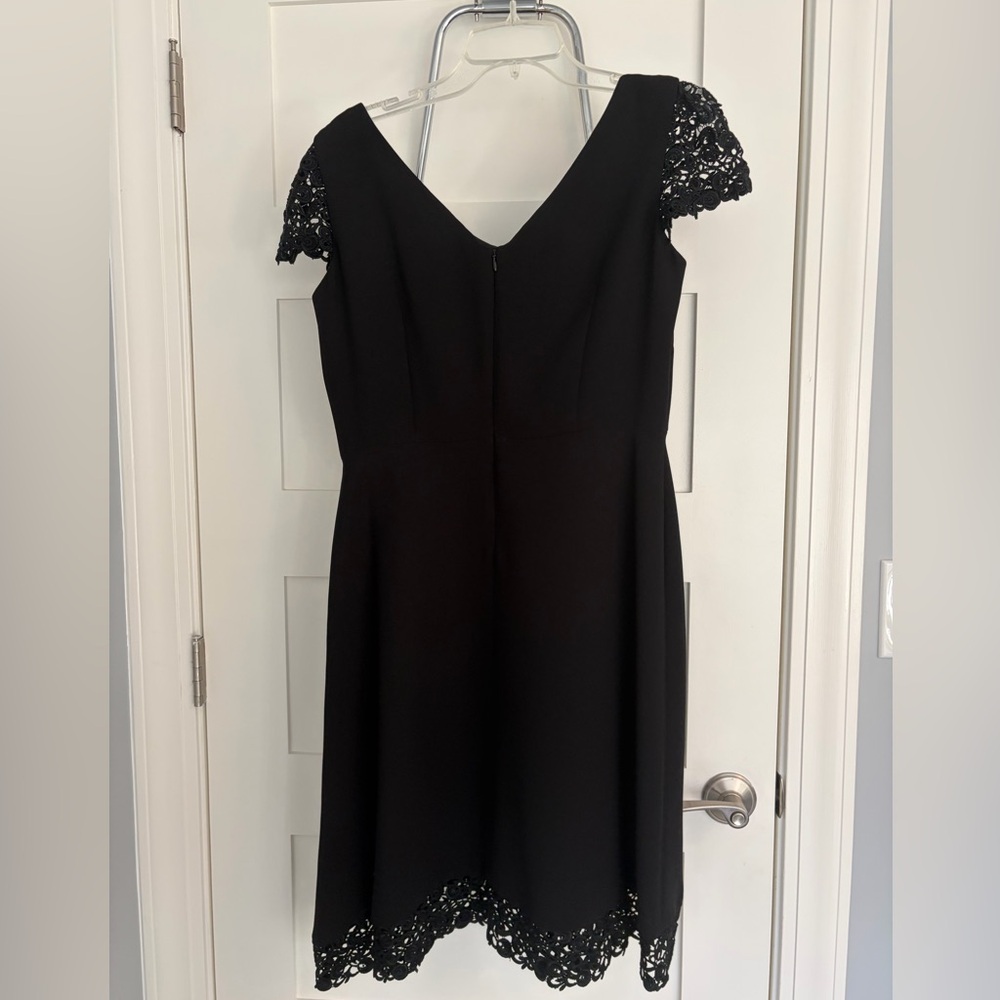 Talbots Black Midi Dress with Lace Cap Sleeves and bottom - Picture 2 of 9